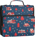Fire Truck Engine Hydrant 3 Ring Binder Bag 1.5 inch Binder Organizer with Zipper Shoulder Strap 500 Sheet Documents Storage for School Office