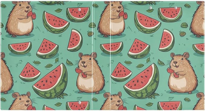 Caikeny 3 Ring Binder Capybara Colorful Summer Watermelon 1.5 Inch Binders Round Ring Clipboard with 2 Pockets for Office Supplies