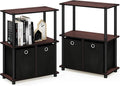 Furinno TURN-N-TUBE Storage Shelves Set of 2, 3-Tier Toolless Book Shelf with Storage Bins, Display Shelf, for Organization and Storage, Living Room, Garage, Home Office, Dark Cherry