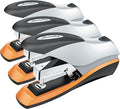 Swingline Stapler, 70 Sheet Capacity, Optima 70, Jam Free, Reduced Effort, Soft Grip, Metal, Silver/Black/Orange (87875), Full Strip 3/8" Staples (Pack of 3)