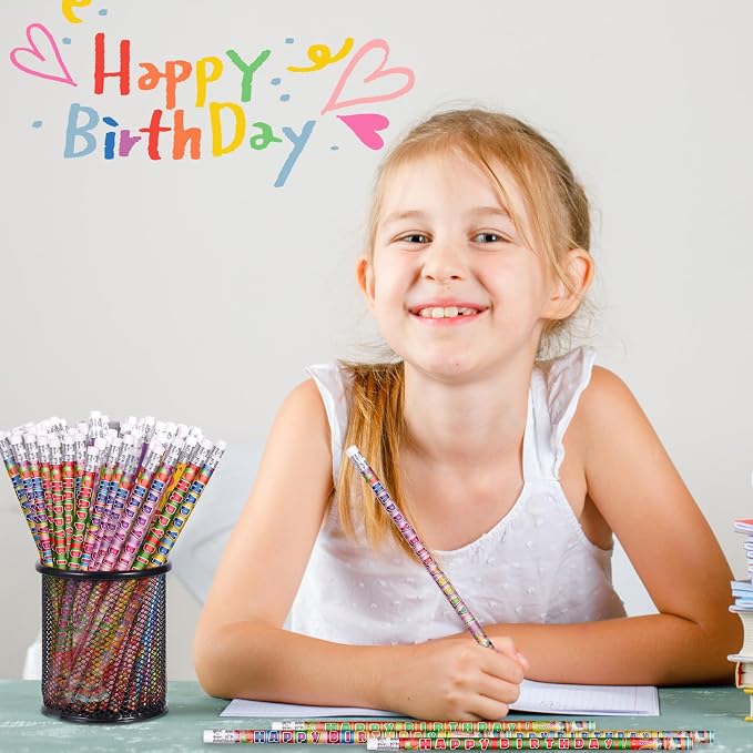 Birthday Pencils Happy Birthday Pencil for Students Birthdays Pencil for Teacher Classroom Birthdays Party Supplies, 6 Style (120)