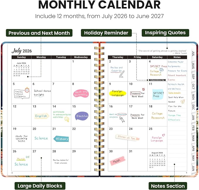 ZOTIA Planner 2026-2027 Weekly & Monthly Calendar Planner Jul 2026-Jun 2027
