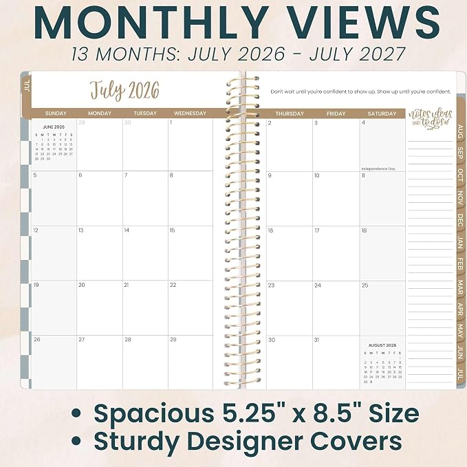 bloom daily planners 2026-2027 Planner - Academic Year (July 2026 - July 2027) Monthly & Weekly Soft Cover Planner for Women - 13 Month Calendar Agenda Book with Stickers - 5.5" x 8.25" - Checkered