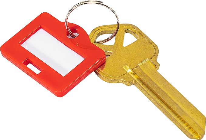 Barska Multi-Purpose Key Tags with Write-On Labels & Ring Holders - 100 Small Colored Tags- Key Chain Labels - Keychain tag- Id tag- Plastic Key Tags - Key Tags with Labels and Rings - Keytags