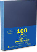 Binditek 12 Mil Sand-Textured Binding Covers, Letter Size, Navy, 100 Pack | Plastic Binding Covers, 8.5" x 11", Subtle Matte Finish, Square Corners, Unpunched, Ideal for Business Reports and Proposals