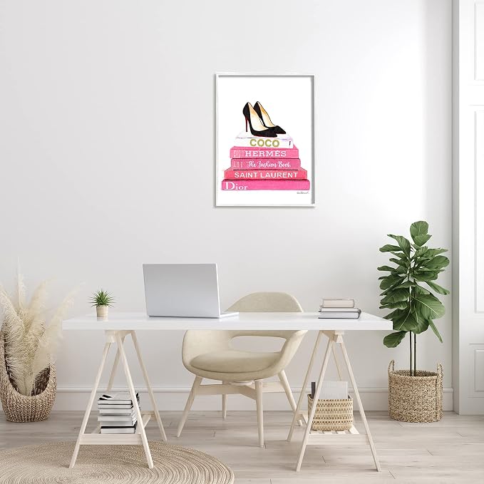 Glam Fashion Books Pump Heels, 24 x 30 Inch Framed Giclée Print | Stupell Industries · By Amanda Greenwood · Ready to hang · Fashion inspired still life · Made in USA