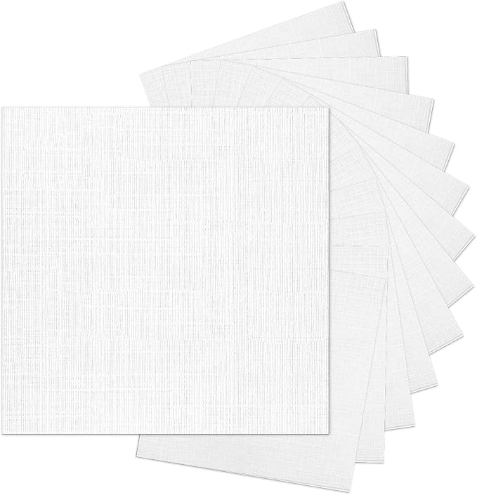 12x12 White Linen Cardstock 80lb 100 Sheets | Goefun White Card Stock Paper Textured Cardstock, Thick Printer Paper for Scrapbook, Cardmaking, Invitations, DIY