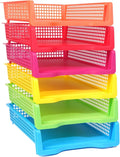ZZYFGH 6 Pack Turn in Trays Classroom, Colorful Turn in Trays for Teachers, Plastic Classroom Paper Organizers, Stackable Tray for Classroom, Library, Drawers, Office Desk (13.4 * 9.5 * 2.7in)