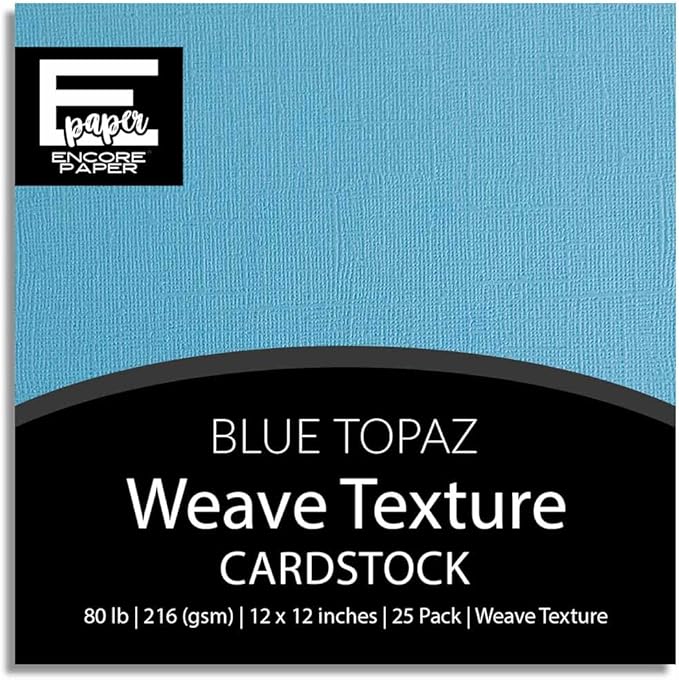 Blue Topaz—12x12 Textured Cardstock | 80lb Textured Blue Scrapbook Paper | Premium Cardstock for Cricut Cutting | 25 Sheets