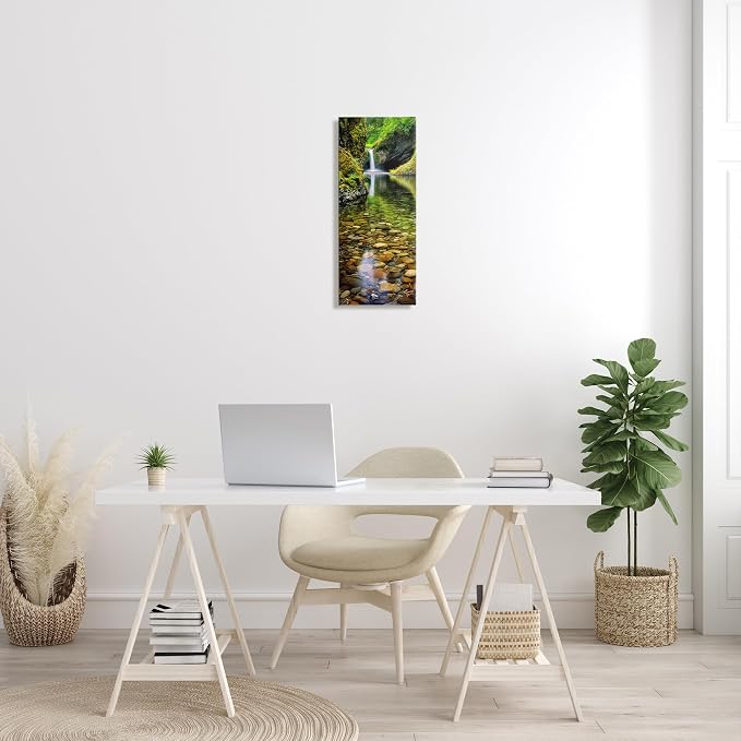 Stupell Industries Clear Stream Waterfall, 10 x 24 Inch Canvas Wall Art | Stupell Industries · By Dennis Frates · Ready to hang · Nature inspired decor for living room or office · Made in USA