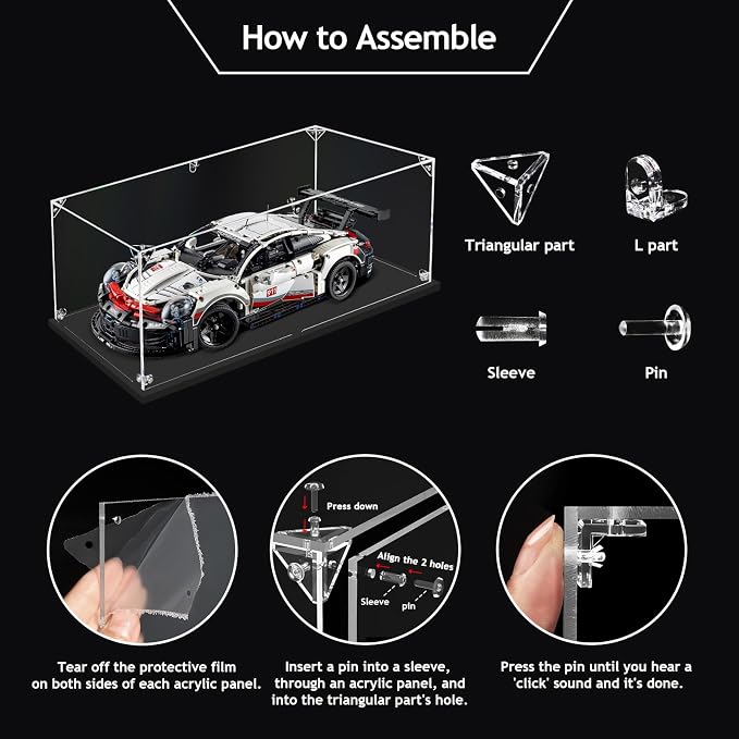 3MM Acrylic Display Case for Car Model Display Boxes(15.75x7.87x5.91inch) | dofopo 1:14 Scale Diecast Car Model Car Thickened Clear Acrylic Display Box for Lego 42123 / 42154 (1:14 )
