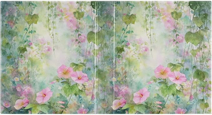 Watercolor Pink Green Spring Floral Binder 3 Ring 1.5 Inch Binder with Clipboard&Pockets, Hardcover Binders Heavy Duty Large File Folder for Office School Supplies - Holds 200 Sheets, 2 PC