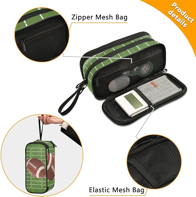 DVGMBXY Football Pencil Case Box for kids Teens Boys Girls Large Pencil Pouch with Zipper Compartments Big Capacity Stationery Pen Bag Organizer for Kids Teens Adults School Office