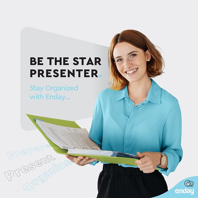 Enday 1/2 inch Binder 3 Ring Binder (6 Pack - Green) O-Ring Binder with Clear View Cover and 2 Inside Pocket - for Letter Size 8.5 x 11'' Paper, Ideal for School Supplies, Office, and Home
