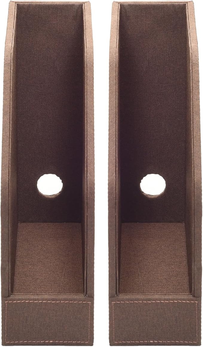 MobileVision Executive Brown Cloth Fabric Vertical File Holders - 2 Piece Combo