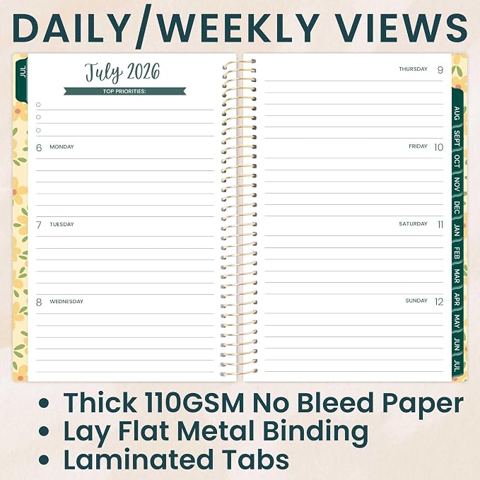 bloom daily planners 2026-2027 Academic Year Pocket Planner (July 2026 - July 2027) 13 Months - SMALL 4” x 6” Weekly Monthly Agenda Organizer & Calendar Book - Butter Yellow Daisies