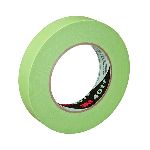 3M High Performance Green Masking Tape 401+, 24 mm x 55 m, 6.7 mil | 24 Roll/Case, Superior Adhesion, Clean Removal, Highly Conformable, Paint-Bleed Resistant
