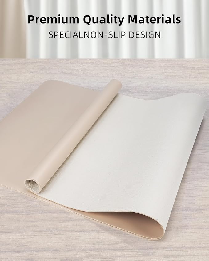 Extra Large Desk Mat - 48"x 24" Non-Slip Desk Pad for Office and Home - Ideal for Large Mouse Pad and Desk Mats on Top of Desks(Beige)