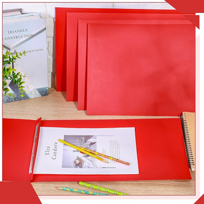 Resurhang 25 Pcs 11x17 Inch Pressboard Report Cover, 3" Capacity Presentation Binder Folder with Metal Prong Paper Fastener to Neatly Bind Reports Proposals Transcripts, Other Documents (Red)