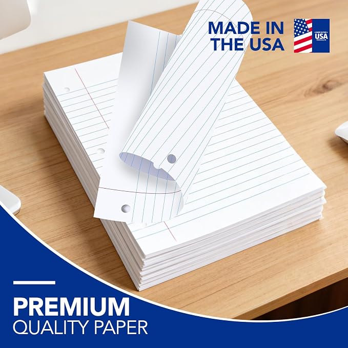 Kaisa Notebook Paper Bulk Wholesale Available 3 Pack Notebook Paper College Ruled 3-Hole Punched Loose Leaf Paper 8x10.5 Filler Paper for 3-Ring Binder, 150 Sheets/Pack (3 Pack-college)