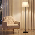 60'' Modern Floor Lamp with Shade, Tall Lamps for Living Room, Bedroom, Office, Dining Room, Pleated Fabric White Lampshade(Without Bulb)