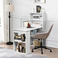 GRAFFY Computer Desk with 6 Storage Shelves - 48" Reversible Writing Desk Workstation with Bookshelf and CPU Stand, Modern Compact Office Desk for Bedroom, Study, Home, Office (White) | Reversible Writing Desk with 6 Storage Shelves, Modern Compact Off...