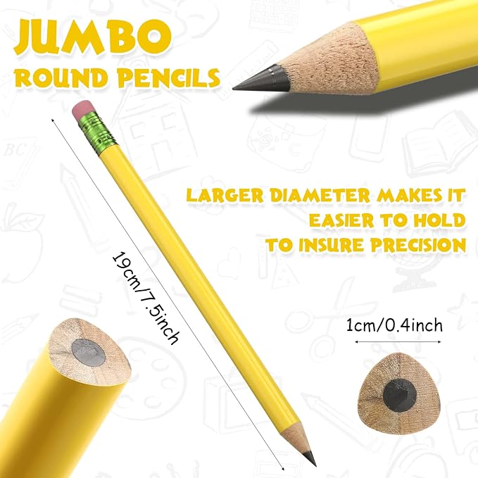 Fainne 48 Pcs Large Pencils 3 Sharpeners,Yellow+green,Triangle