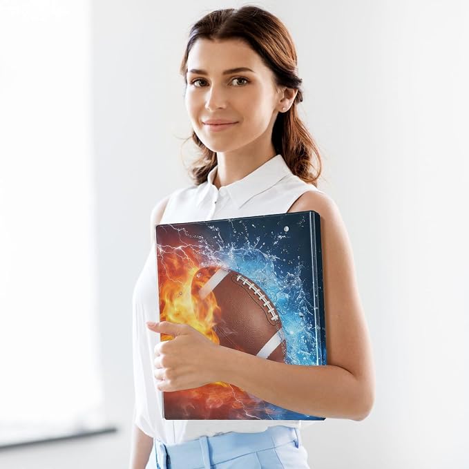 3 Ring Binder American Football 1.5" Round Ring Binders View Binder with 200 Sheet for Kids School Supplies Women Men Office, 1 Pack