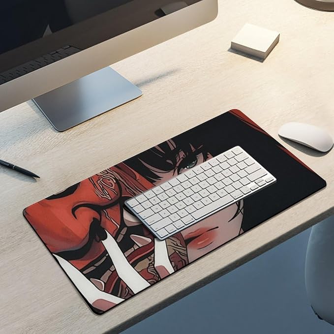 Aesthetic Japanese Anime Girl Samurai Woman Mouse Pad Gaming Large Non-Slip Rubber Desk Mat Keyboard Computer Pad for Home Office 30x60cm