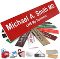 Engraved Door Signs for Office Personalized Red Plastic Door Plaque White Letters - Made in USA 2x12 B7