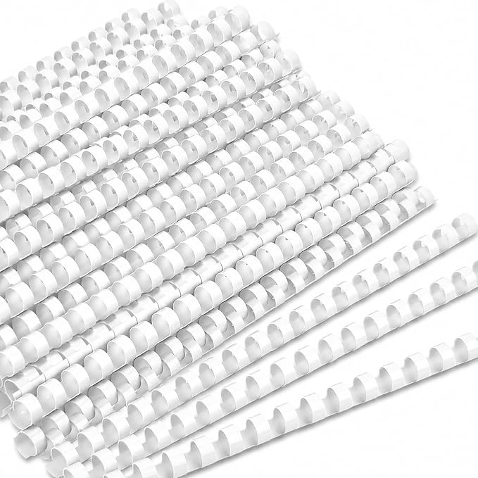 Maitys 300 Pcs Plastic Binding Combs Bulk 19 Ring Comb Spines Letter Size Spiral Binding for Notebook Calendar Picture (1/2 Inch,White)