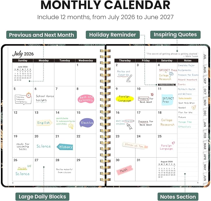 ZOTIA Planner 2026-2027 Weekly & Monthly Calendar Planner Jul 2026-Jun 2027