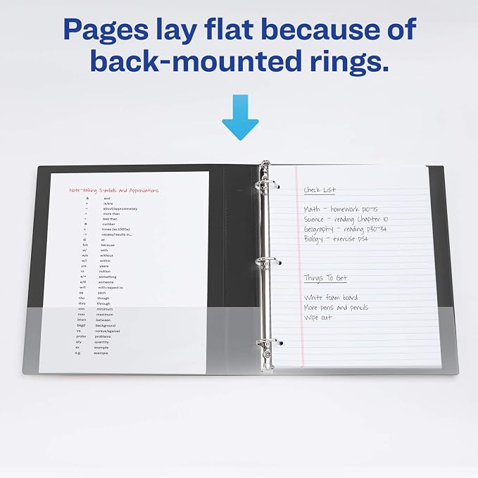 Avery Durable View 3 Ring Binder, 1" Slant Rings, 1 Black Binder | For Daily School, Home and Office Use, Tear-Resistant Spine, DuraEdge Split-Resistant Edges, Clear Customizable Overlays