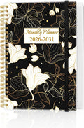 2026-2031 Monthly Planner - 60 Month PLanner Calendar from July 2026 to June 2031, 5 Year Planner 2026-2031 with Flexible Cover, Inner Pocket, Perfect for Home | School | Office, 5.8" x 8.5", White Gold Flower
