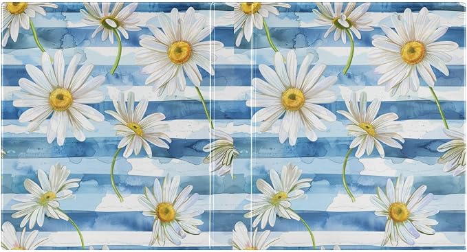 3 Ring Binder, Blue Striped Daisy Flowers File Folder Holds 200 Sheets File Storage for Women Men School Office Supplie