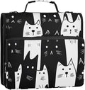 White Black Cats 3 Ring Binder Bag 1.5 inch Binder Organizer with Zipper Shoulder Strap 500 Sheet Documents Storage for School Office