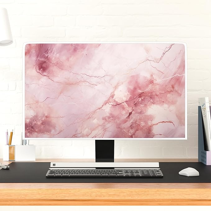 Baocicco Fashion Pink Marble Waterproof Television Cover 75 Inch Full Body Covers for Television Screen Panel Case Computer Sleeve Compatible with PC, Desktop and TV LED LCD OLED