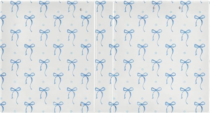 Blue Bow Round Ring Binders 1.5 Inch Ribbon Bow Knot 3 Ring Clipboard Binder for Office School Work Supplies File Folder 200 Sheet Capacity 2 Pieces