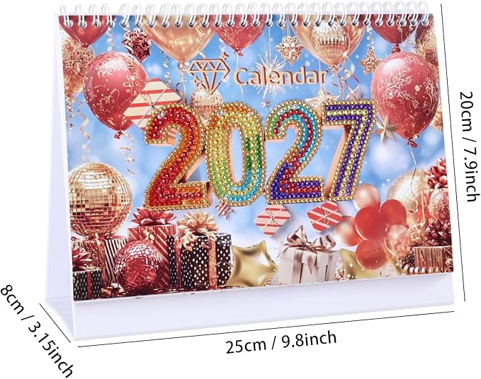 icceemee 2027 Calendar Desk Calendar DIY Diamond Painting Art with Animals theme Calendar, Monthly Flip Planner with To-Do List, Handmade Craft for Office & Home Decor Gift