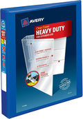 Avery® Heavy-Duty View 3 Ring Binder, 1" Rings, 1 Pacific Blue Binder | For Heavy School, Home and Office Use, DuraHinge Tear-Resistant Spine, DuraEdge Split-Resistant Sides, Linen-Texture Finish