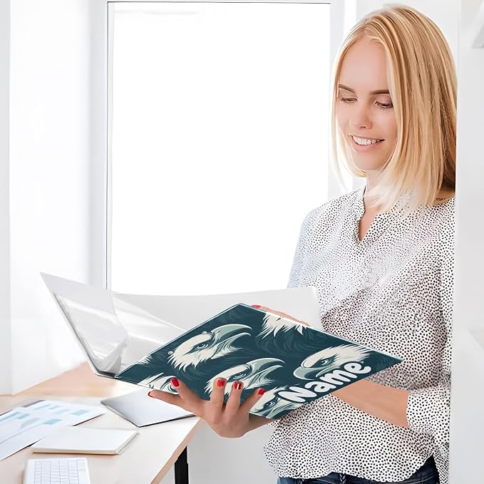 Custom 3 Ring Binder Eagles Head 1.5" Round Ring Binders Personalized Name View Binder with 200 Sheet for Kids School Supplies Women Men Office, 1 Pack