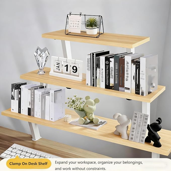 Clamp On Desk Shelf, Adjustable Desktop Extender Storage Organizer | Space Saving Desk Shelf No Drill For Office, Dorm, Home Desk Organization (23.6 x 7.8 in)