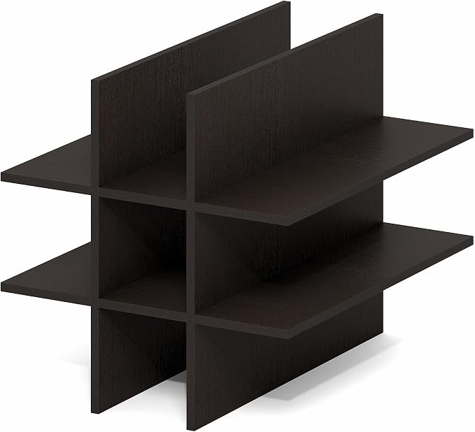 Furinno Cubicle 9-Compartment Cube Insert, Grid Cube Organizer, Dark Oak | 12.9W x 12.9H, Geometric Shelf Accessory, Fits into Furinno Triple Thick Cubes, IKEA Kallax, for Organizers and Storage