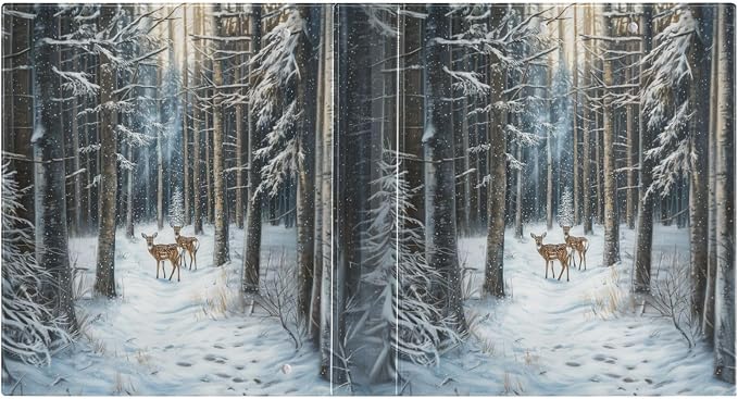Deer in Snowy Winter Forest Animal Tree 3 Ring Binder 1.5" Decorative D-Ring Binder with Clipboard&3 Clear Pockets, Holds 200 Sheets A4 Size Paper Waterproof Binders for School Home Office|2 Pack