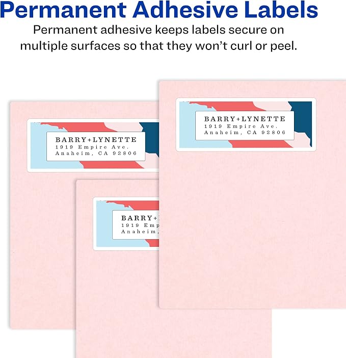 Avery Easy Peel Printable Address Labels with Sure Feed, 1" x 4", White, 3,500 Blank Mailing Labels (05962)