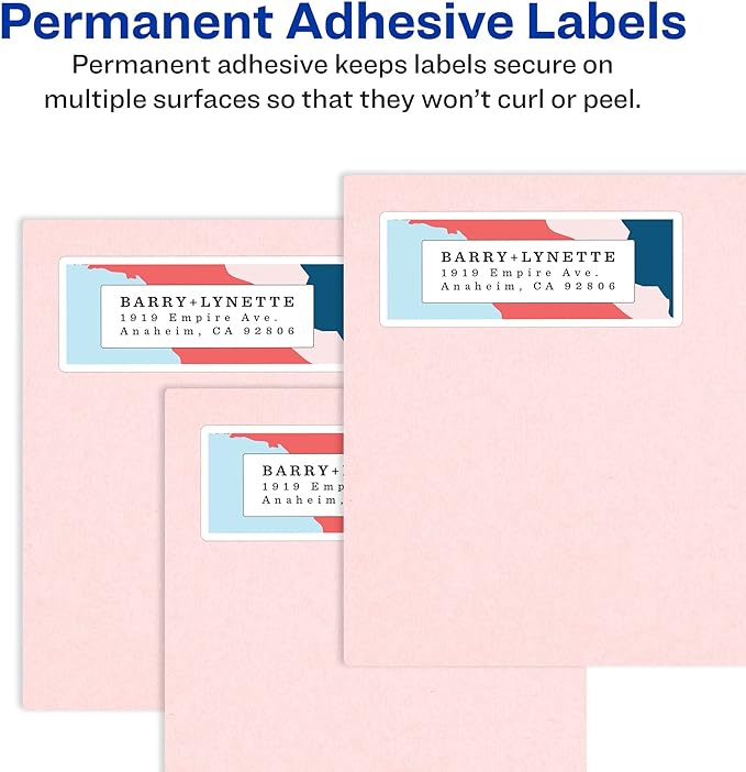 Avery Mailing Address Labels,Laser Printers, 2,000 Labels,1/2x1-3/4,Permanent Adhesive,Easy Peel,5 Packs(5267)