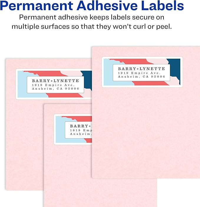 Avery Easy Peel Printable Address Labels, Sure Feed Technology, 1-1/3" x 4", White, 1,400 Blank Mailing Labels (08462)