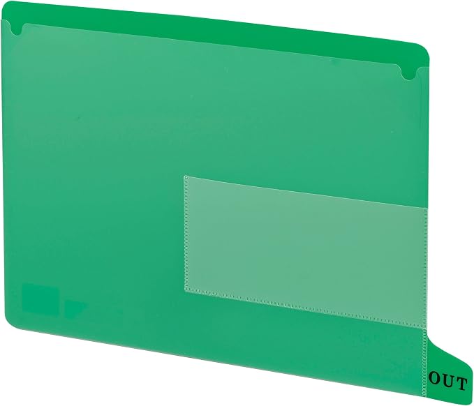 Smead End Tab Poly Out Guide, Two Pocket, Bottom Position Tab, Letter Size, Green, 25 per Box (61952)
