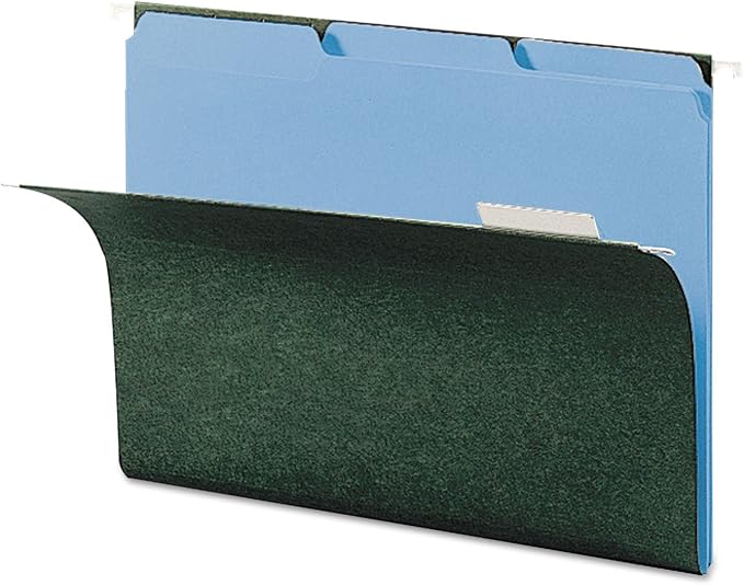 Smead Interior File Folder, 1/3-Cut Tab, Letter Size, Blue, 100 per Box, Expandable File Folders for Filing Cabinet