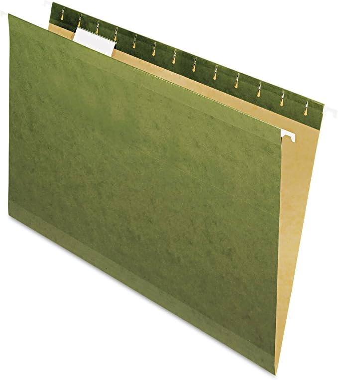 Pendaflex 4153 Hanging File Folders, No Tabs, Legal, Standard Green (Box of 25), Untabbed - Legal Size
